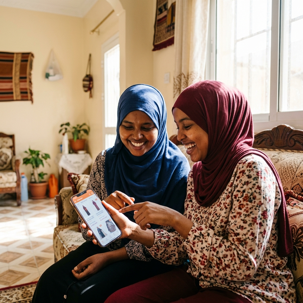 Women shopping online together